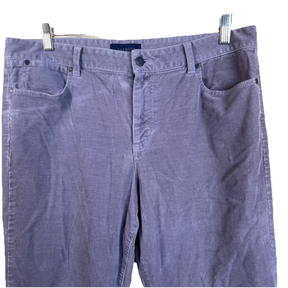 Talbots Curvy Fit Corduroy Pants Womens 14 Purple Bootcut Stretch Cotton Retro